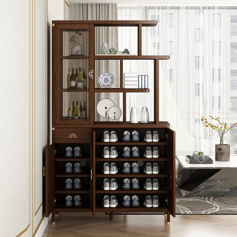 [Pre-order]  New Chinese partition cabinet Home door solid wood color foyer cabinet one wine cabinet storage cabinet living room entrance cabinet Shoe cabinet-Smart-Living