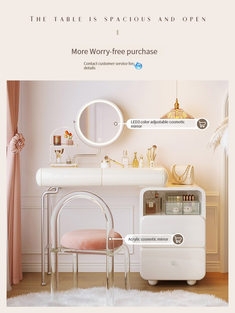 [Pre-order]  Cream style dresser, dressing table, master bedroom, simple modern small house, 2023 new simple chest of drawers-Smart-Living