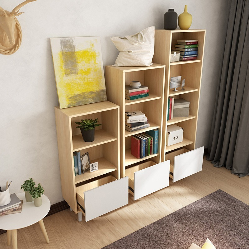 [Pre-order]  Nordic minimalist modern board bookcase shelf combination with cabinet door, creative and simple bookshelf for wholesale-Smart-Living