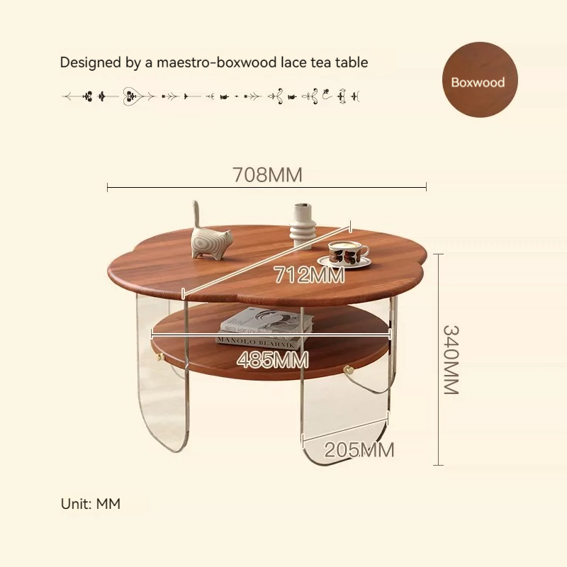 [Pre-order]  Solid wood simple coffee table, modern small household, home retro style, Nordic small table, French cream style tea table-Smart-Living