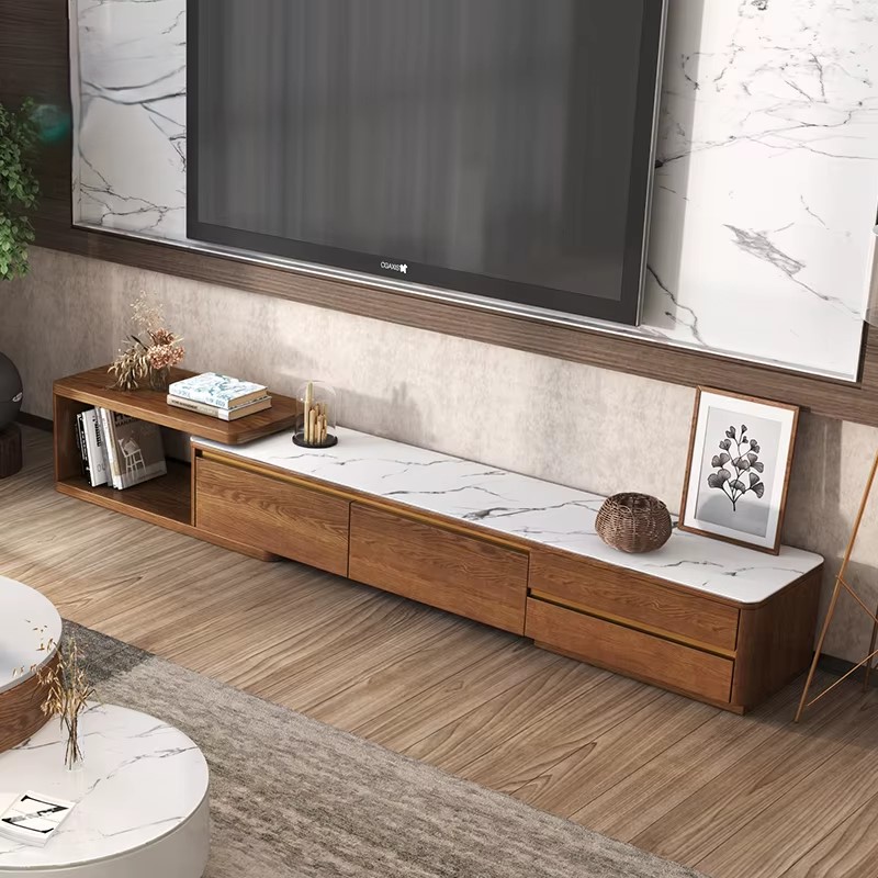 Wood TV Cabinet Standing Wooden Drawers