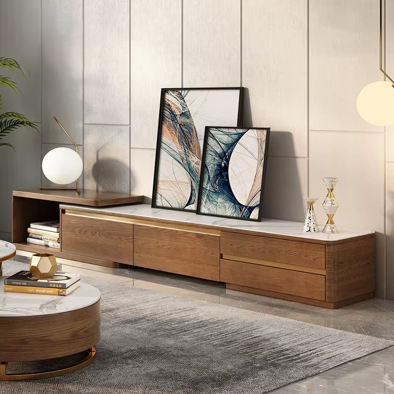 Wood TV Cabinet Standing Wooden Drawers