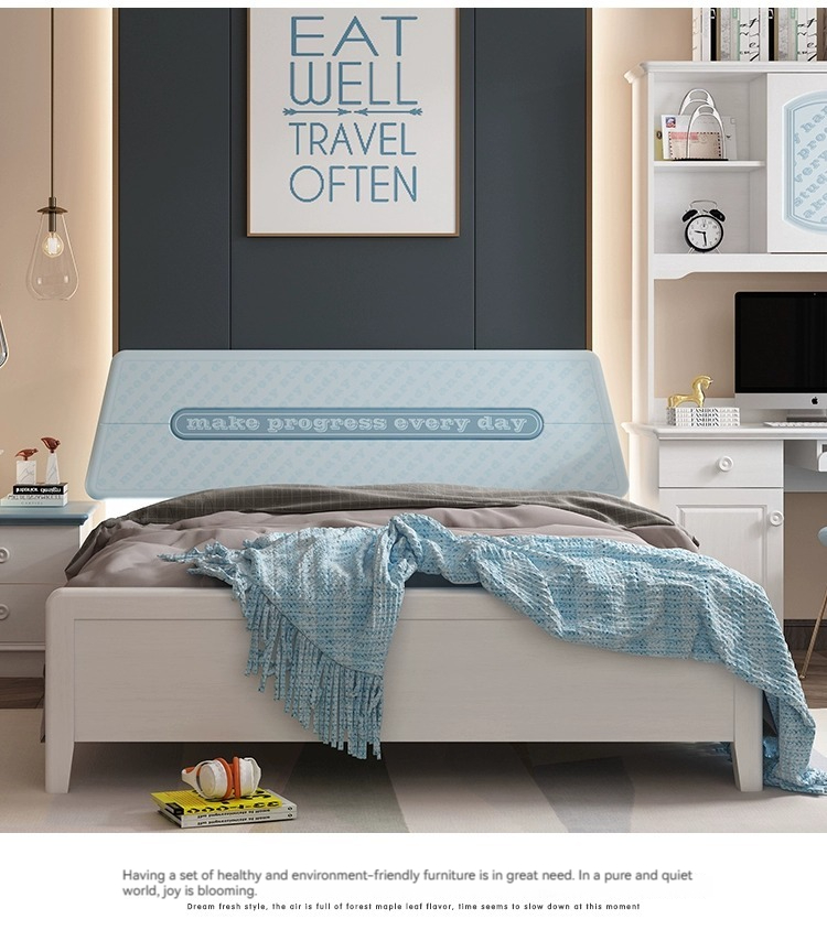 [Pre-order]  Simple Children's Bed Boys' Single Bed Nordic Modern Youth Solid Wood Bed 1.5m Children's Room Bedroom Furniture (excluding mattresses)-Smart-Living