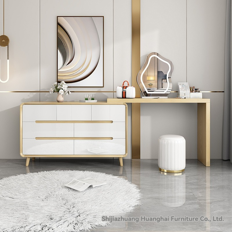 【pre order】Nordic dresser, home storage cabinet, new Chinese solid wood frame, bedroom-Smart-Living