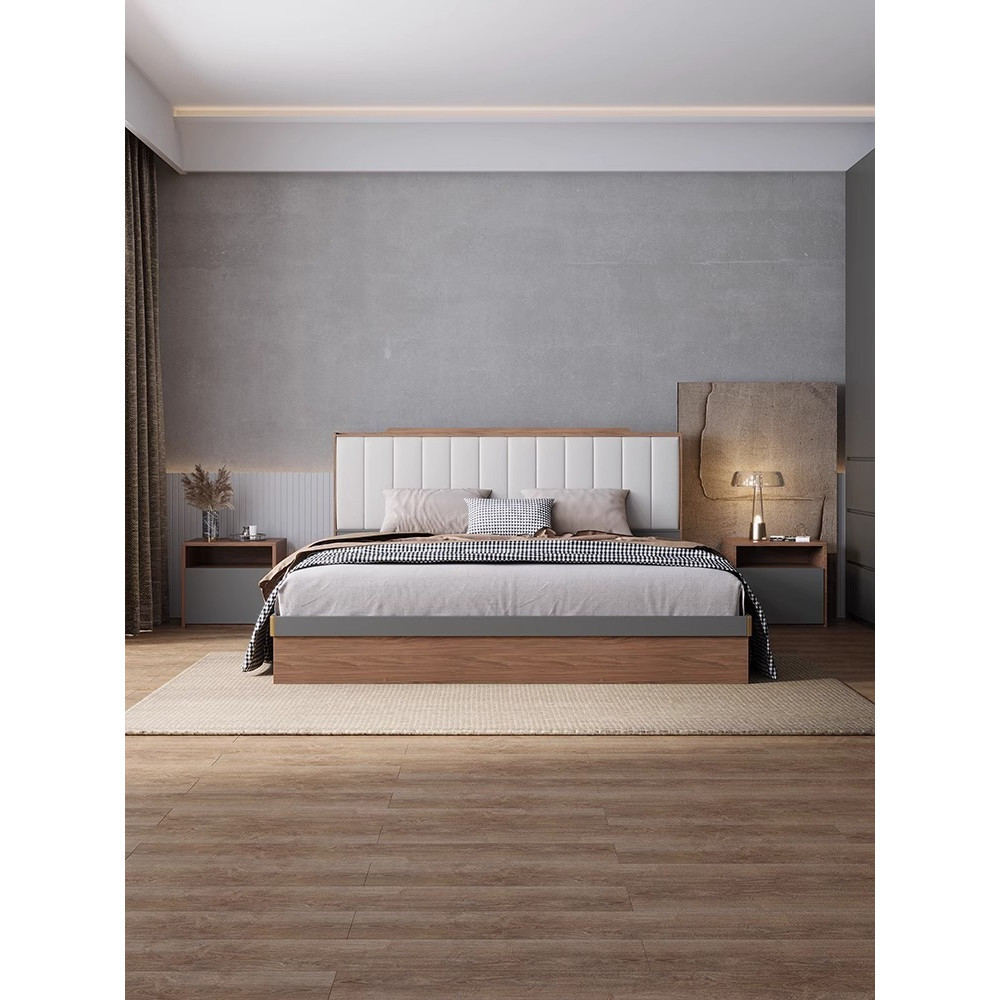 [Pre-order] Modern simple double bed tatami Japanese style high box storage bed Nordic panel pneumatic 1.8m wedding bed-Smart-Living