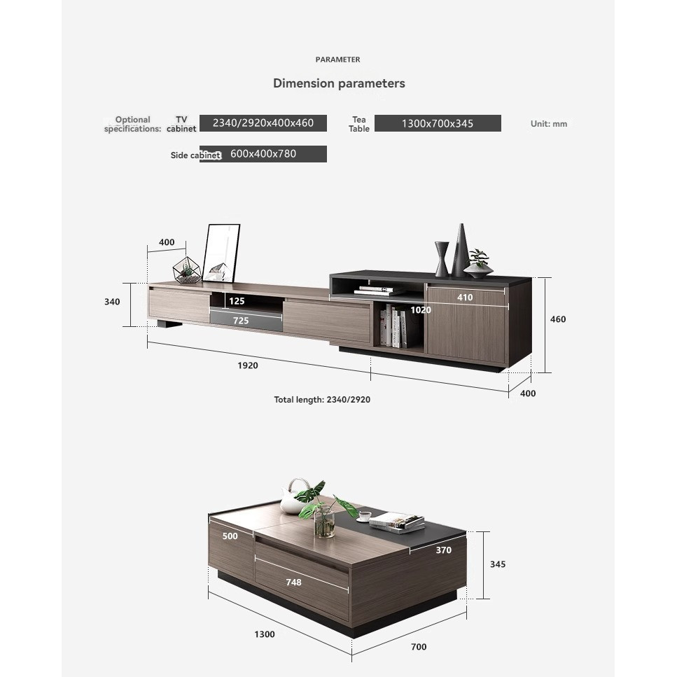 [Pre-order] Nordic style retractable TV cabinet, coffee table combination, simple modern assembly, living room storage cabinet-Smart-Living