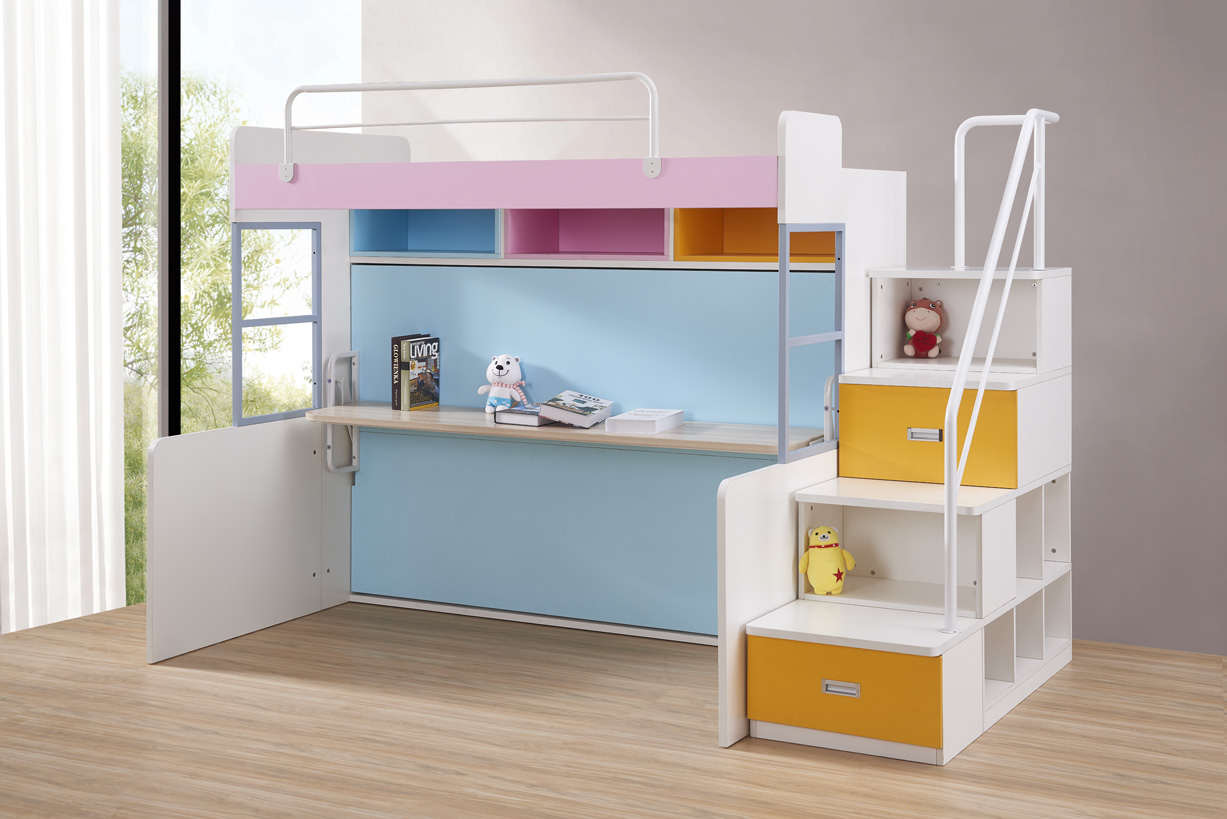 Pre order - Kids Side Fold Murphy Bed with Study Desk | Space Saving Bed Cabinet