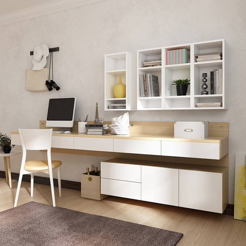 [Pre-order]  Manufacturer Direct Sale Nordic Painted Integrated Desk with Storage, Home Assembly Computer Desk Bookcase Combination Furniture.-Smart-Living