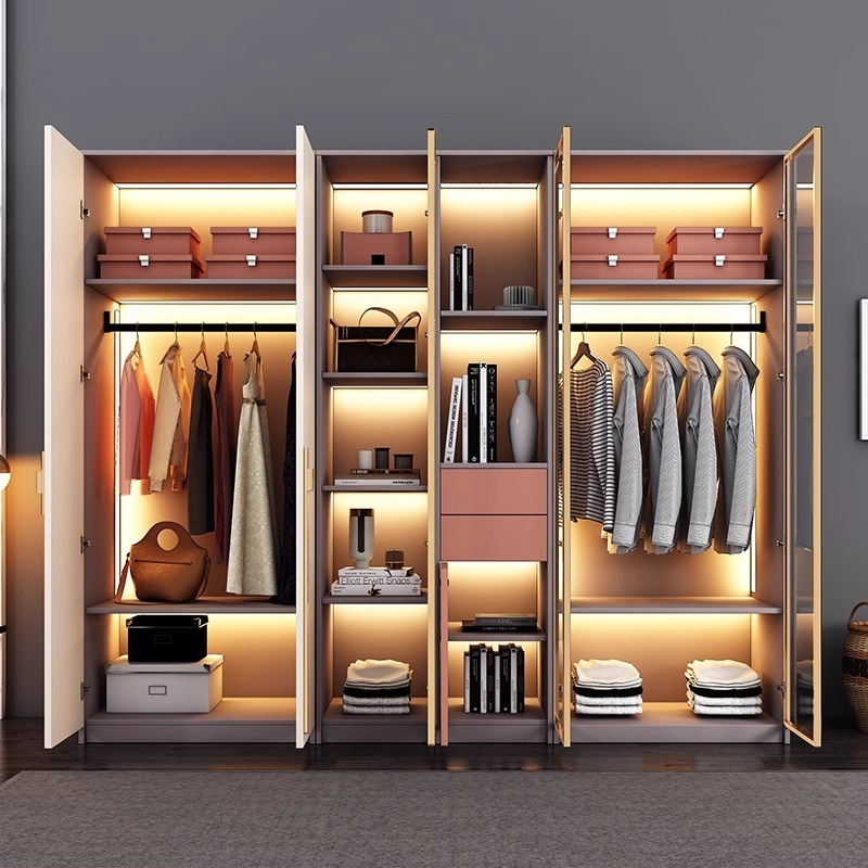 Modern simple wardrobe light luxury home bedroom storage lockers forty-six eight Nordic combination net red wardrobe-Smart-Living