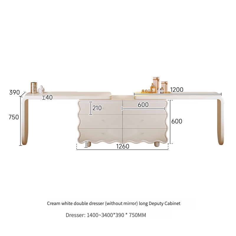 Cream bucket chest integrated dresser, French simple modern bedroom, master bedroom dressing table-Smart-Living