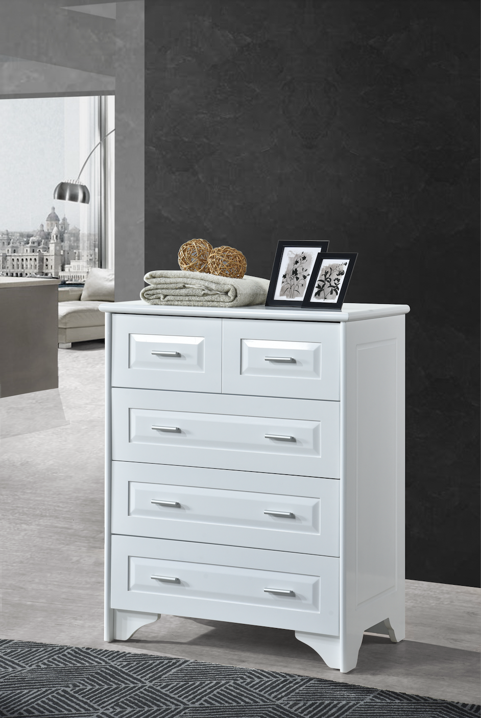 Solid wood light luxury bedside table, simple white Nordic bedroom storage cabinet-Smart-Living