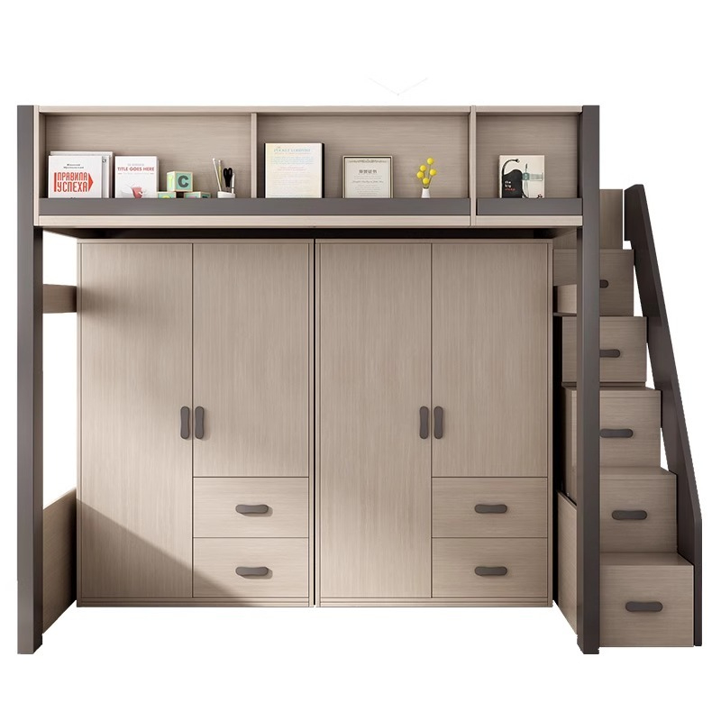 [Pre-order]  Nordic bed under table combination bed small unit children's desk bed integrated multi-function wardrobe bed elevated bed boys-Smart-Living