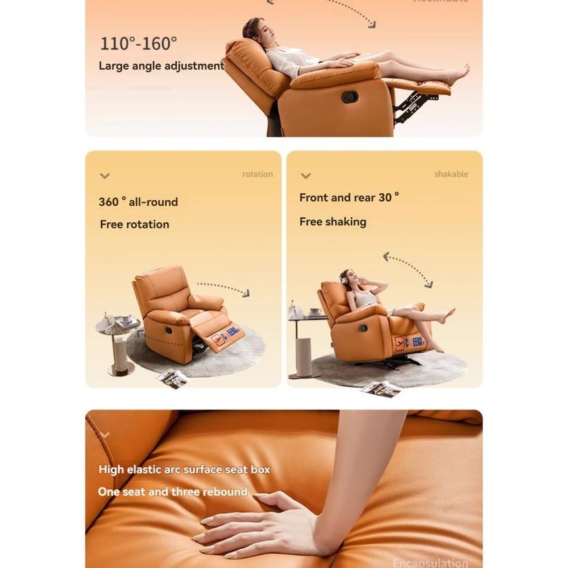 [Pre-order]  CHEERS First Class Living Room Microfiber Fabric Armchair Sofa With Manual Recliner And Rocker-Smart-Living