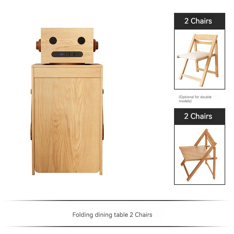 [Pre-order] Japanese-style household folding dining table and sideboard integrated space-saving dining table small apartment retractable simple solid wood leg table-Smart-Living