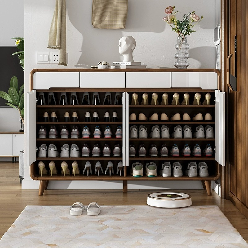 Pure solid wood doorstep shoe cabinet, new popular 2023, minimalist modern living room partition storage cabinet at home doorstep-Smart-Living
