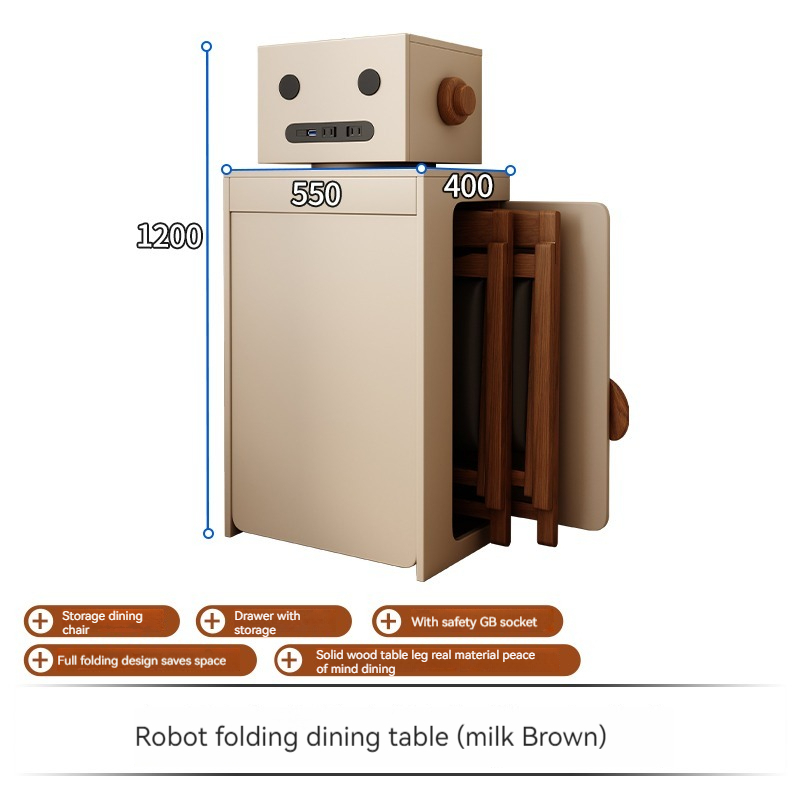 [Pre-order] Japanese-style household folding dining table and sideboard integrated space-saving dining table small apartment retractable simple solid wood leg table-Smart-Living