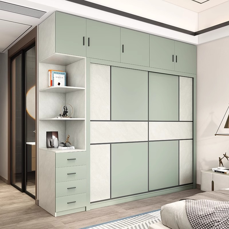 [Pre-order] Sliding door wardrobe Home bedroom cabinet Solid wood pellet board assembly moving door wardrobe-Smart-Living