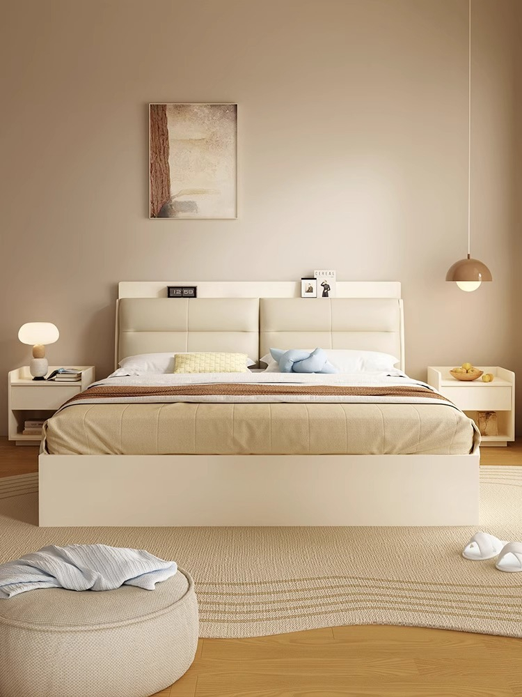 Wooden Moon Intelligent Storage Bed Modern and Simple High Box Bed Small Unit Provincial Space Bedroom Nordic Multifunctional Tatami-Smart-Living