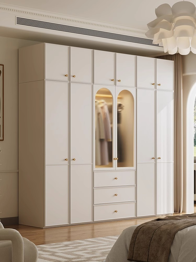 [Pre-order] French cream style wardrobe Family bedroom small apartment modern simple four-door five-door combination locker wardrobe-Smart-Living