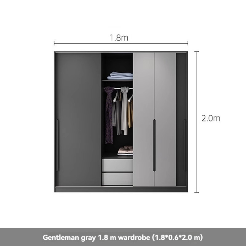 [Pre-order] Oulang Scandinavian modern bedroom sliding door three-door wardrobe simple assembly economy household sliding door wardrobe cabinet-Smart-Living