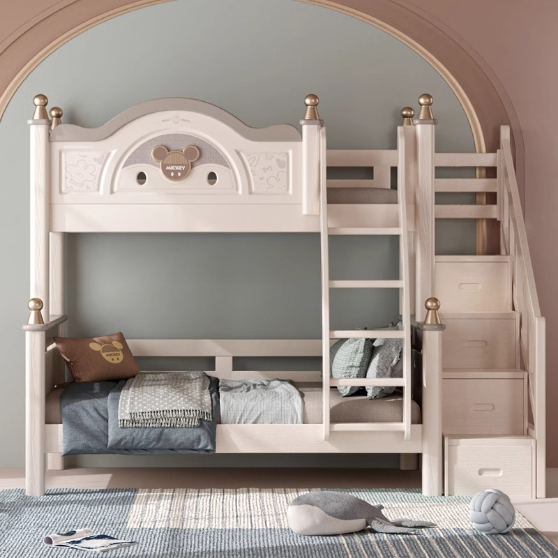 [Pre-order] All solid wood bunk bed, double bunk bed, children's high and low bunk bed, small apartment, boys and girls-Smart-Living