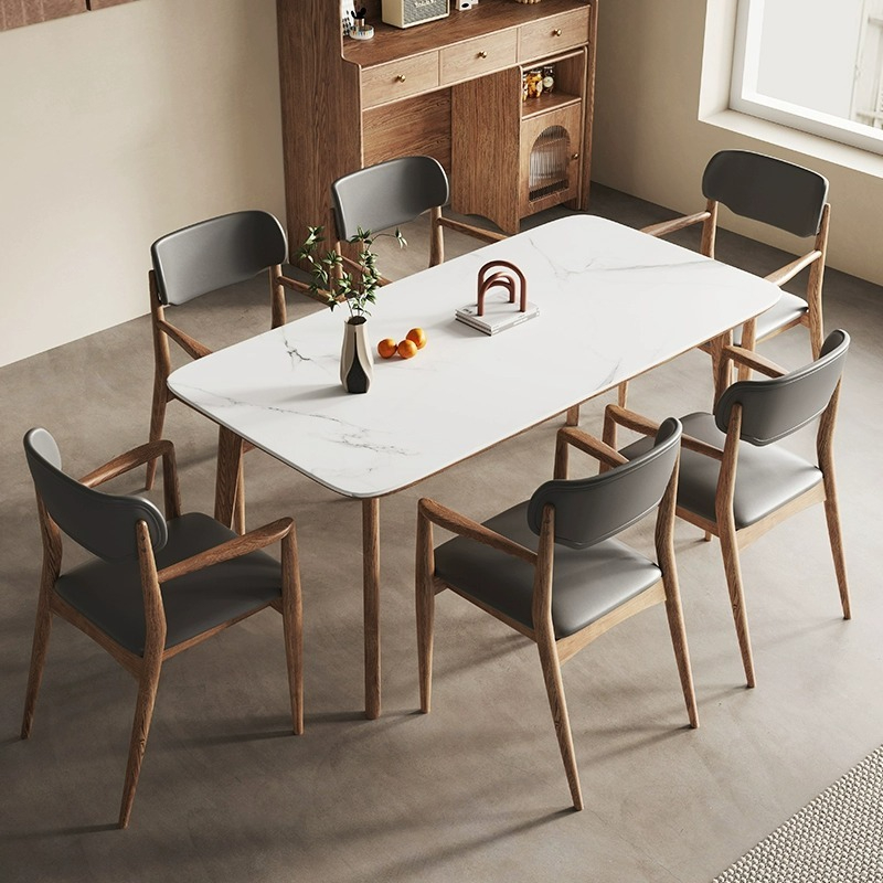 [Pre-order] Le Mas slate dining table and chairs combination household small apartment modern simple ash wood table and chairs rectangular dining table-Smart-Living