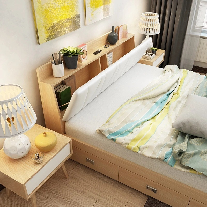 [Pre-order] Scandinavian bed, modern and simple storage bed, economical 1.8m/1.5m double bed for master bedroom, small-sized soft-packed high-box bed.-Smart-Living