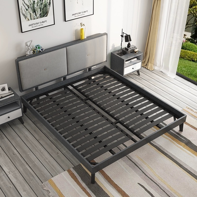 [Pre-order]  Nordic bedroom single bed modern minimalist master bedroom 1.8m bed apartment small size wedding bed double bed-Smart-Living