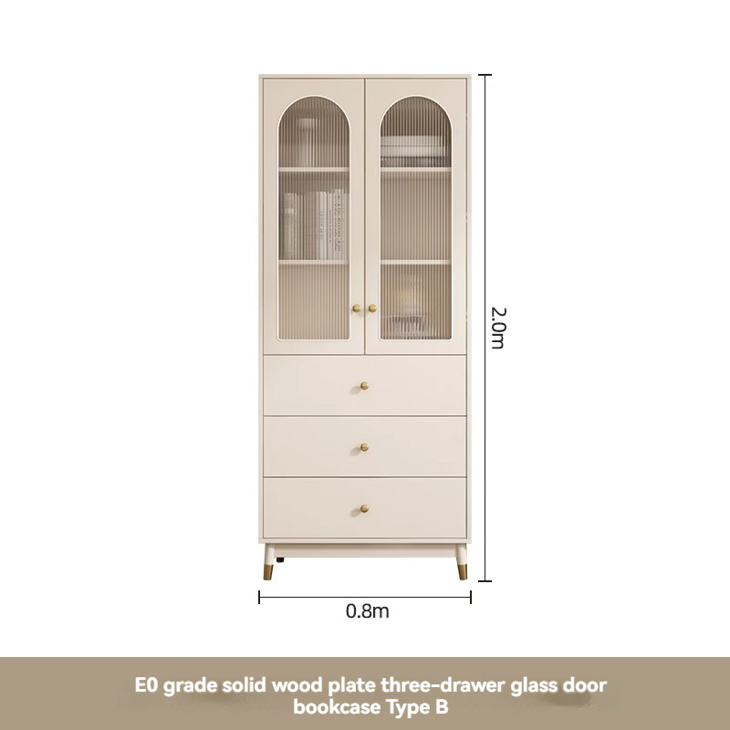 [Pre-order] Oulang Nordic simple bookcase bookcase with glass door bookcase modern living room floor-to-ceiling whole wall dustproof shelf storage cabinet-Smart-Living