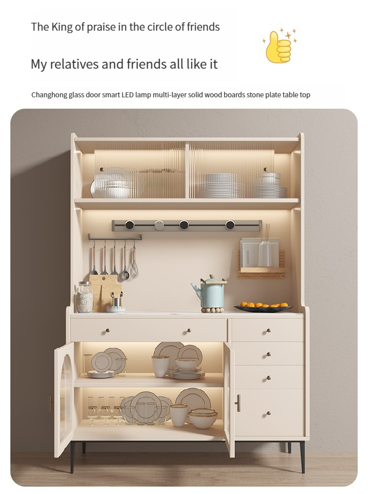 [Pre-order] Modern Minimalist Solid Wood Light Luxury Sideboard Storage Wine and Tea Cabinet Suitable for Kitchen Bowls Storage Small Households-Smart-Living