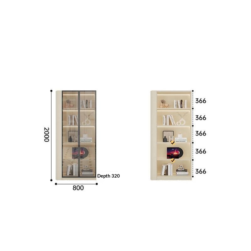 XHA-BK-01 [PRE-ORDER]  oak bookcase, solid wood display cabinet, curved glass doors; custom-made wall-mounted bookshelf 