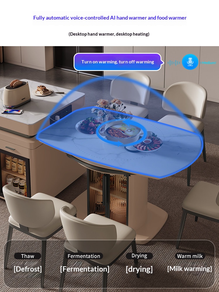 [PRE-ORDER] Integrated Island Counter & Dining Table for Home: Modern Minimalist Style with Induction Cooktop. 