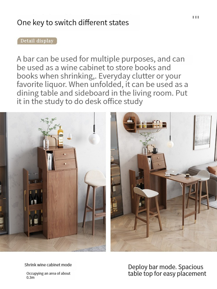 Folding Bar Table for Home Use, Wall-Mounted and Suitable for Balcony, High-Foot Bar Cabinet, Living Room Partition, Simple and Small Household Furniture.-Smart-Living