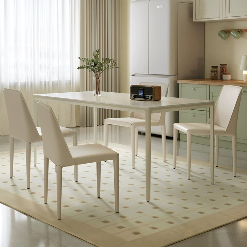 [Pre-order]  Slate dining table, modern simplicity, French cream style dining table, minimalist rectangular aluminum alloy-Smart-Living