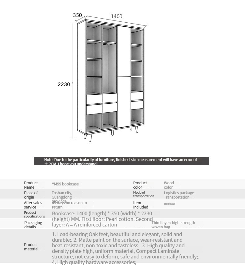[Pre-order] Nordic Style Painted Bookcase with Doors, Multi-functional Storage Bookshelf with Large Capacity Drawers, Storage Wardrobe for Books and Items.-Smart-Living