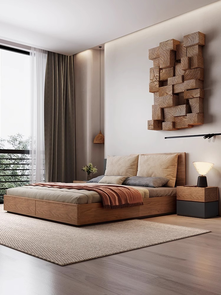 [Pre-order]  Bed Nordic style furniture modern simple double bed Japanese bed Tatami panel bed Master bedroom wedding bed storage bed-Smart-Living