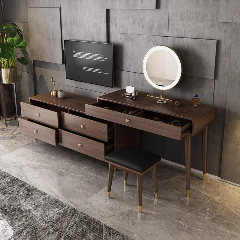 [Pre-order]Oulang  Scandinavian simple net red ins wind dresser storage TV cabinet one modern small bedroom makeup table-Smart-Living