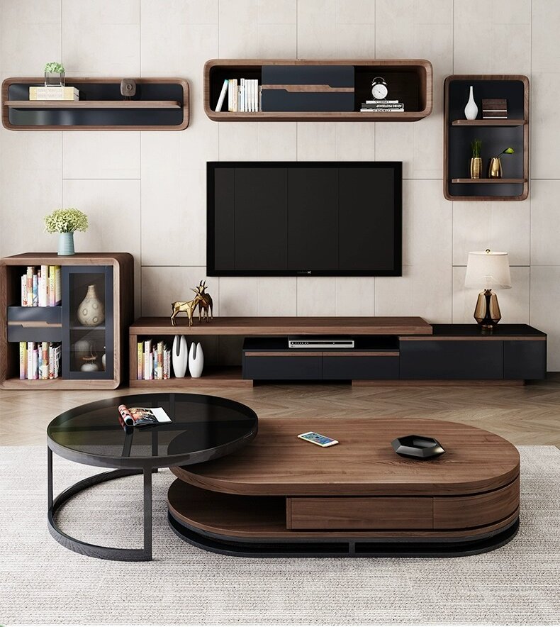 [Pre-order] Coffee table TV cabinet living room 2023 new coffee table living room household small apartment simple round tempered glass-Smart-Living