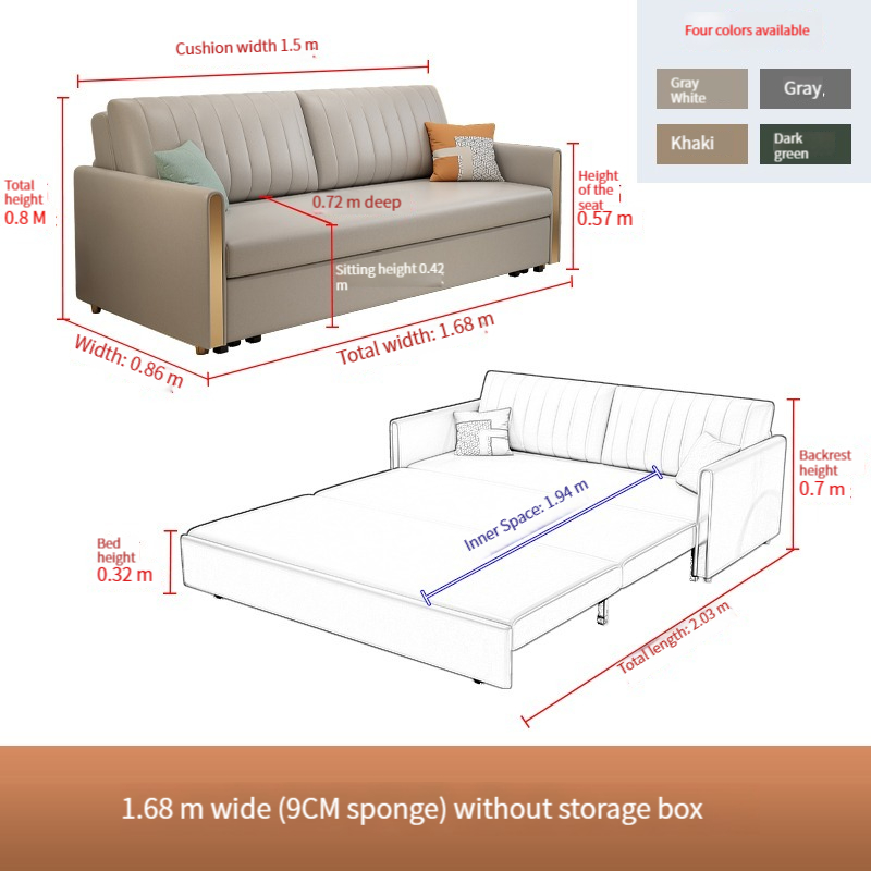 [Pre-order]  Light Luxury Multifunctional Scratch Cloth Dual Purpose Sofa Bed Foldable Leather Technology Removable and Washable-Smart-Living