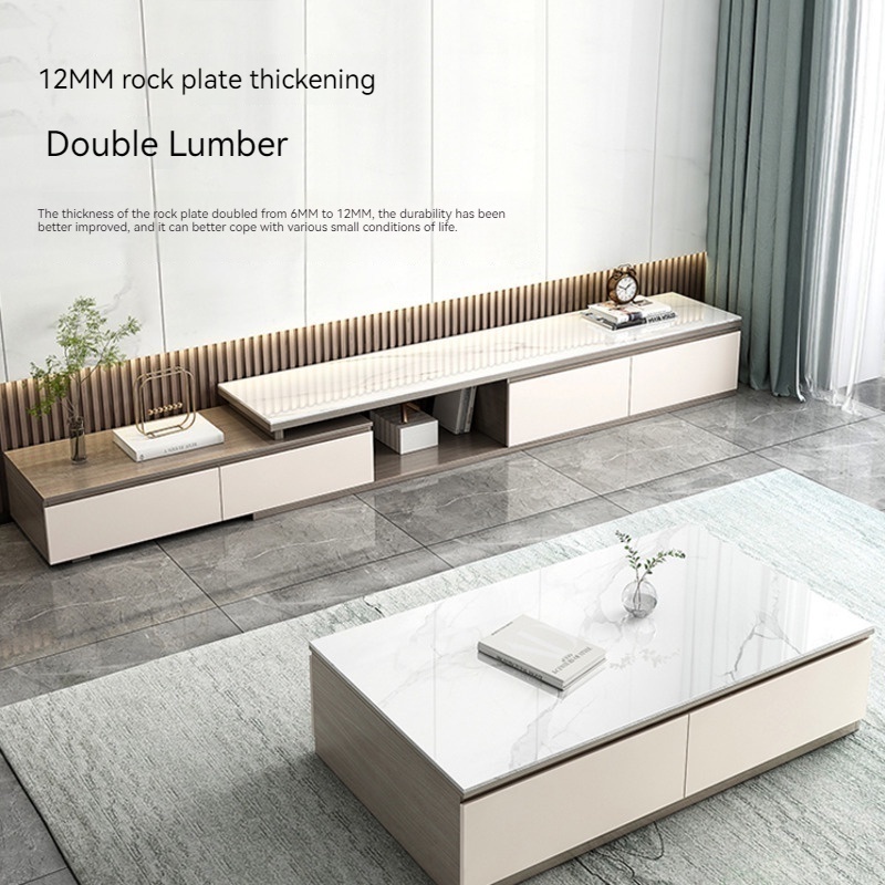 [Pre-order]  Rock Plate TV Cabinet Tea Table Combination - Modern Simple Living Room
