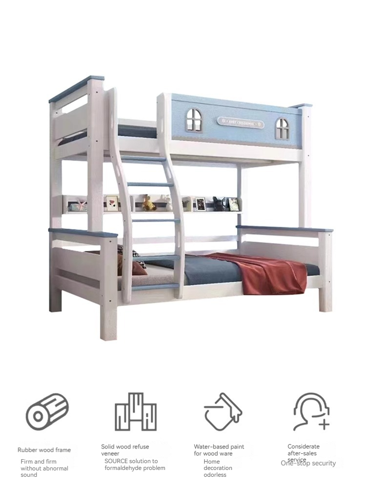 [Pre order] Solid wood bunk bed, two-layer wooden bed, children's bed, high and low bed, small apartment, adult bunk bed, bunk bed-Smart-Living