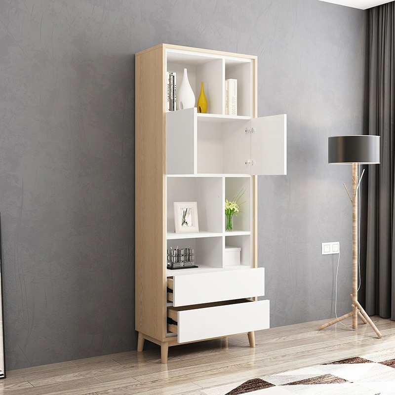 [Pre-order] Nordic simple modern bookcase shelf single combination with cabinet door creative bookcase easy bookshelf-Smart-Living