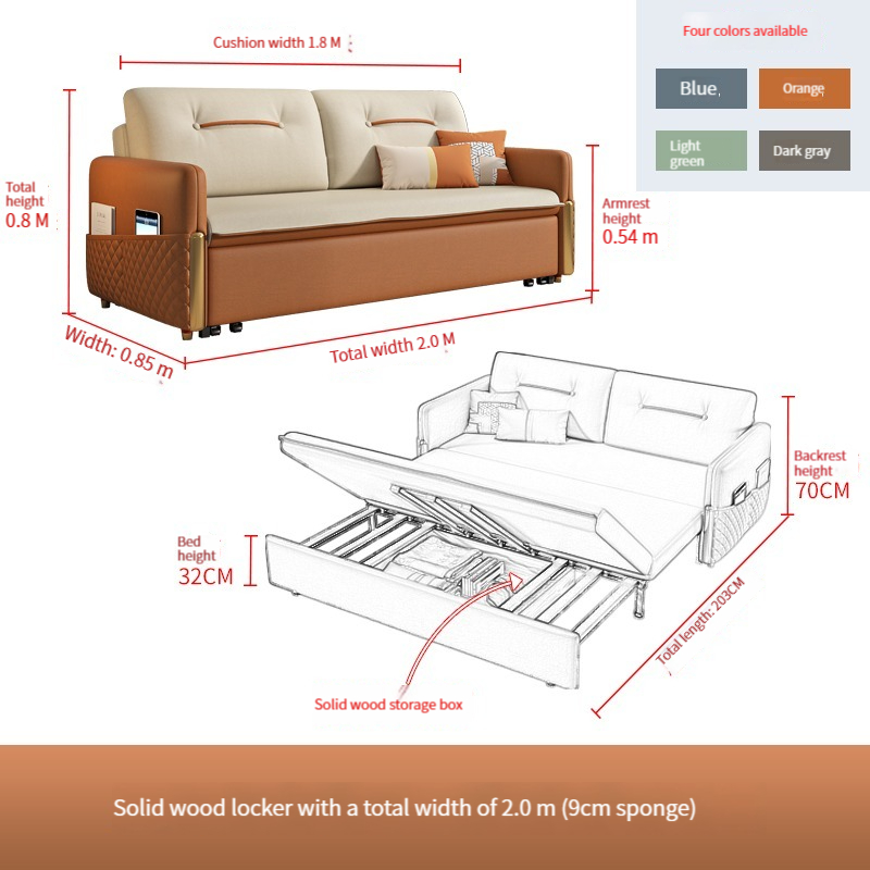 [Pre-order]  Light luxury sofa bed dual-purpose folding modern small living room double multi-functional removable and washable technology cloth sofa bed-Smart-Living