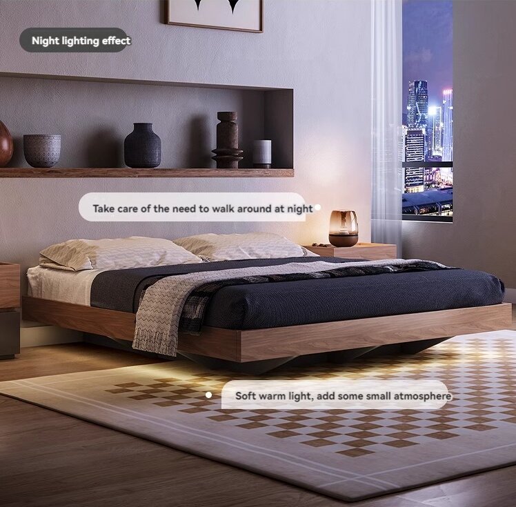 [Pre-order]  Japanese minimalist tatami bed modern simple no headboard bed storage cabinet suspended low bed floor suspended high box bed-Smart-Living