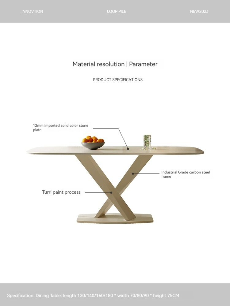 [Pre-order] Rock plate table cream wind small apartment modern simple family dining table rectangular living room network red table combination-Smart-Living