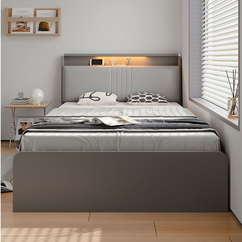 [Pre-order] XY Modern and minimalist tatami bed, USB storage bed box, bed with light, single bed, household 1.2 meter children's bed Q-Smart-Living