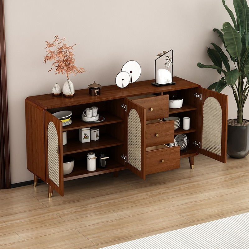 [pre order]New Chinese sideboard, solid wood frame, pantry, living room, wall-to-wall storage cabinet-Smart-Living