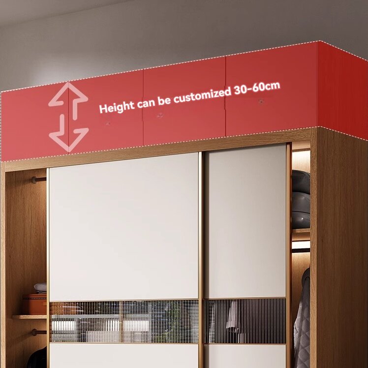 [Pre-order]  Sliding door wardrobe bedroom home modern simple small flat original wood color matching trip moving door wooden finished wardrobe-Smart-Living