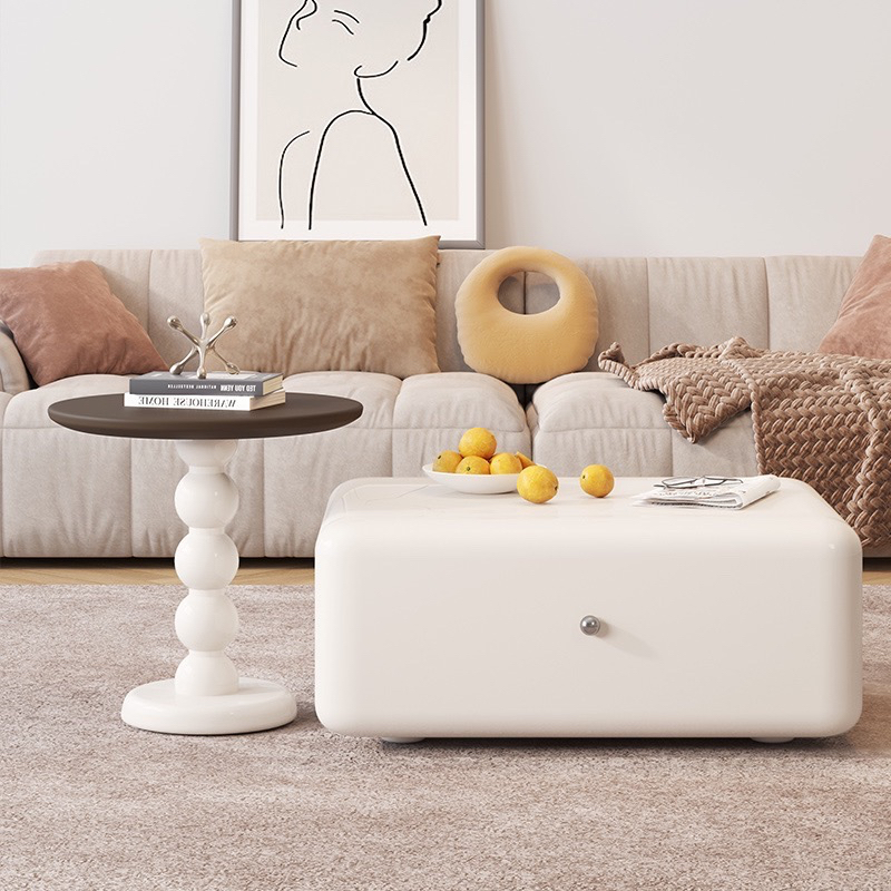 Cream style coffee table TV cabinet combination living room home simple modern small apartment simple sofa side table 2023 model-Smart-Living