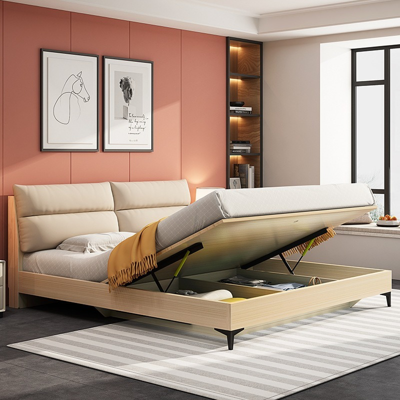 [Pre-order] Modern minimalist detachable soft package wholesale apartment bed frame, simple and large-capacity storage bedroom double panel-Smart-Living